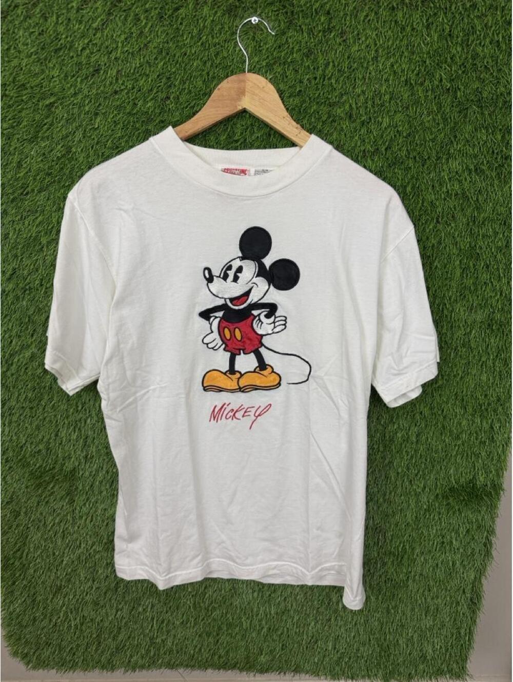 Vintage Mickey Mouse Embroidered Graphic T Shirt Disney Character Tee